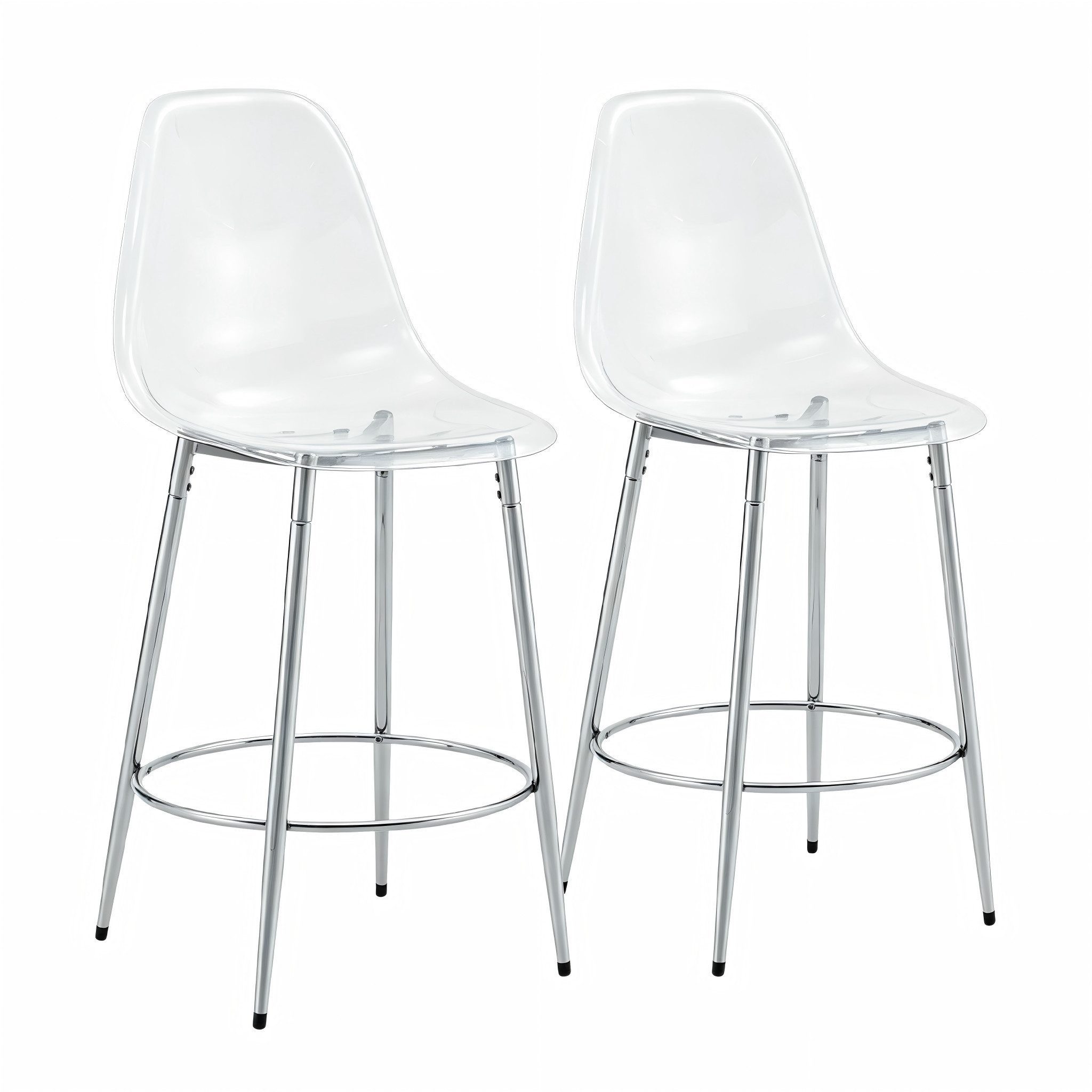 gopop Barhocker 2er-Set mit transparenter PET-Sitzschale, Barstuhl, Esszimmerstuhl (2 St), wahlweise mit schwarzen, silbernen oder goldenen Metallbeinen