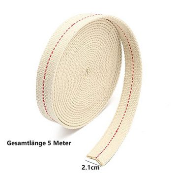 GelldG Bienenwachskerze Öllampe Docht Baumwolle 21mm Flach Breit 5 Meter Lang mit Rot Naht