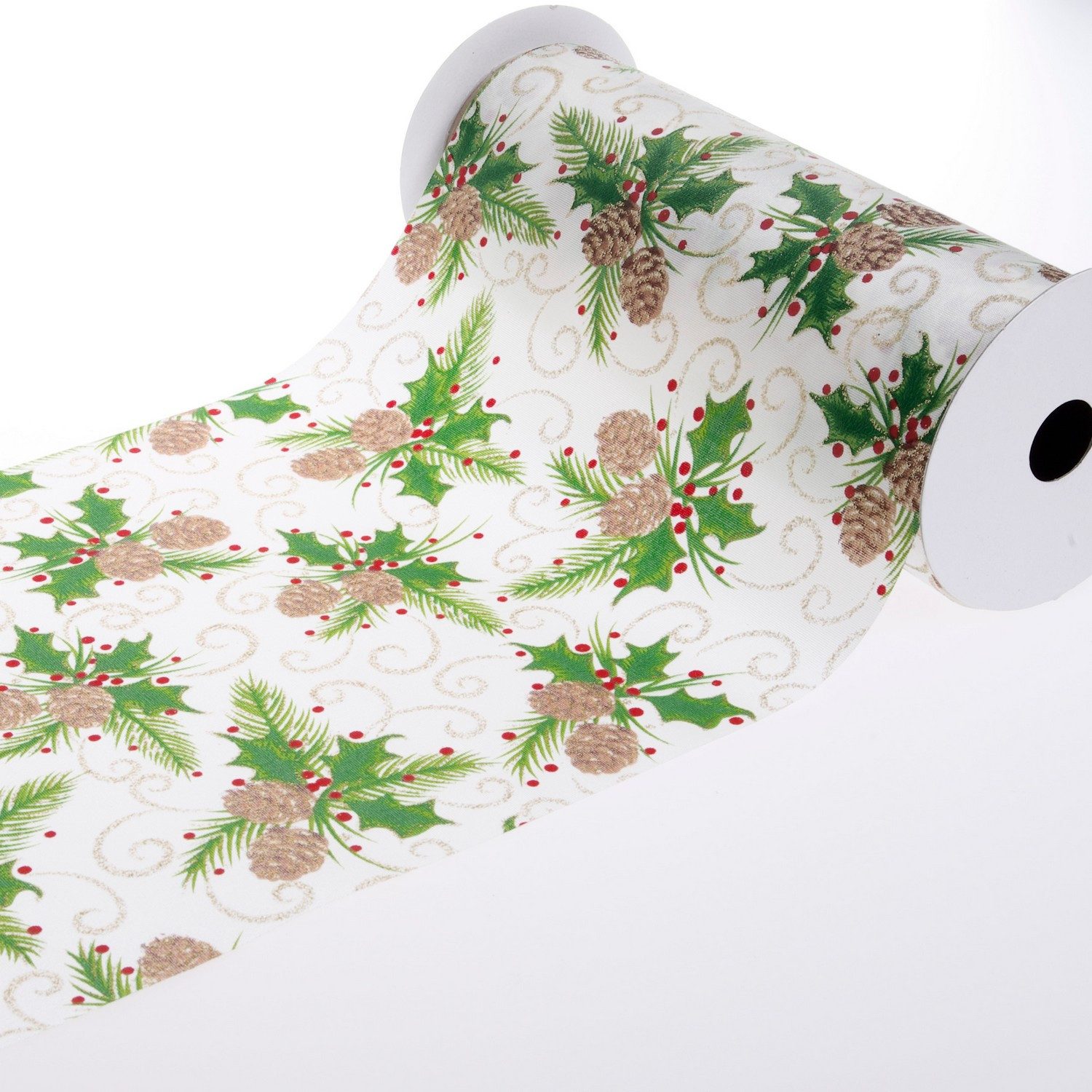 Deko AS Tischläufer Weihnachtstischläufer ohne Draht - 20 cm - 5m - 90166 (1-tlg, 1 Rolle Tischläufer), Strapazierfähig