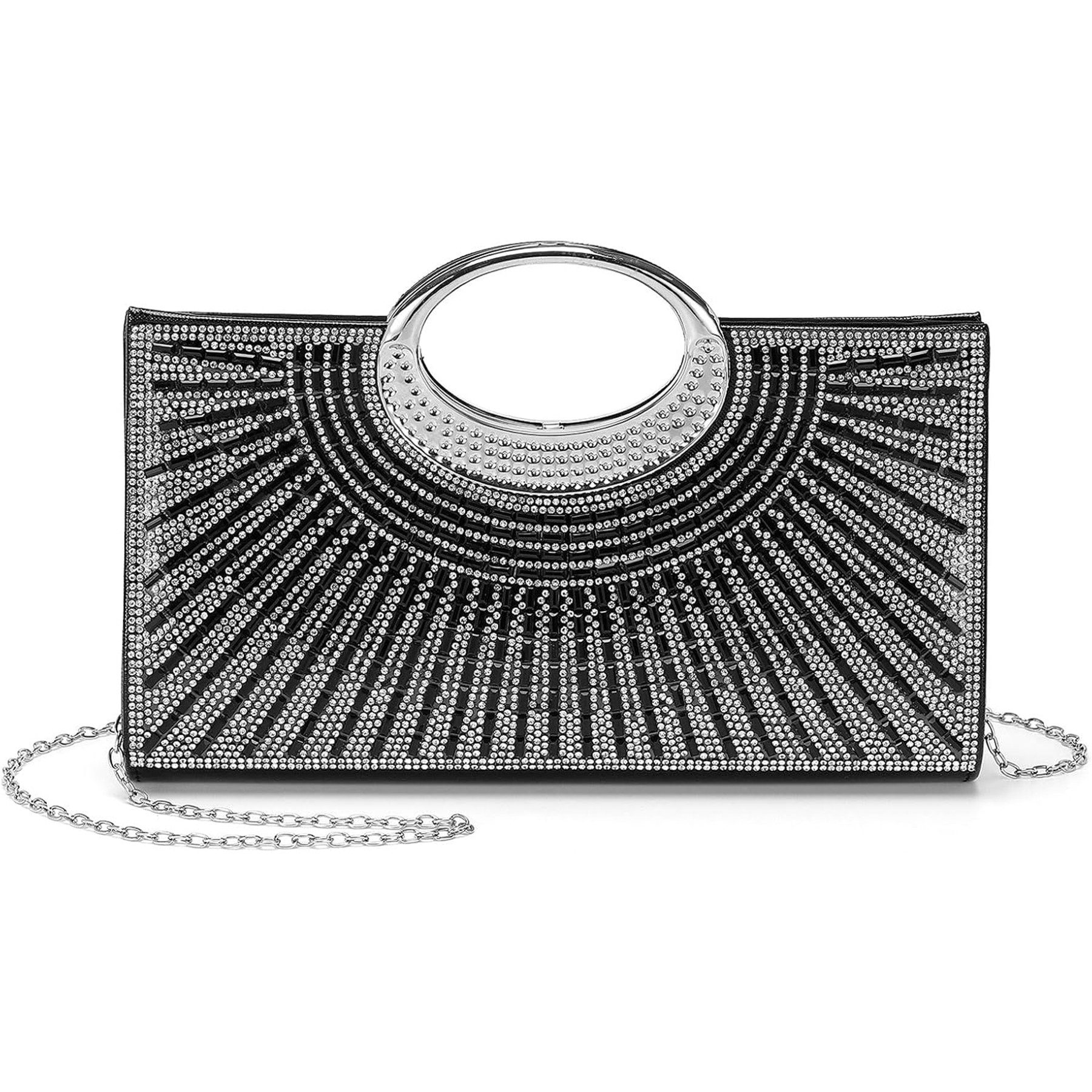 Mutig Abendtasche Clutch,Abendtasche,Handtasche, Handtasche mit abnehmbarem Kettenriemen (Clutch-Handtaschen für Damen Strass-Abendtasche Funkelnde, 14.3 x 25.5 x 5cm Modische Geldbörse), für Hochzeit, Cocktailparty, Bankette,Partys,Abschlussbälle,Damen