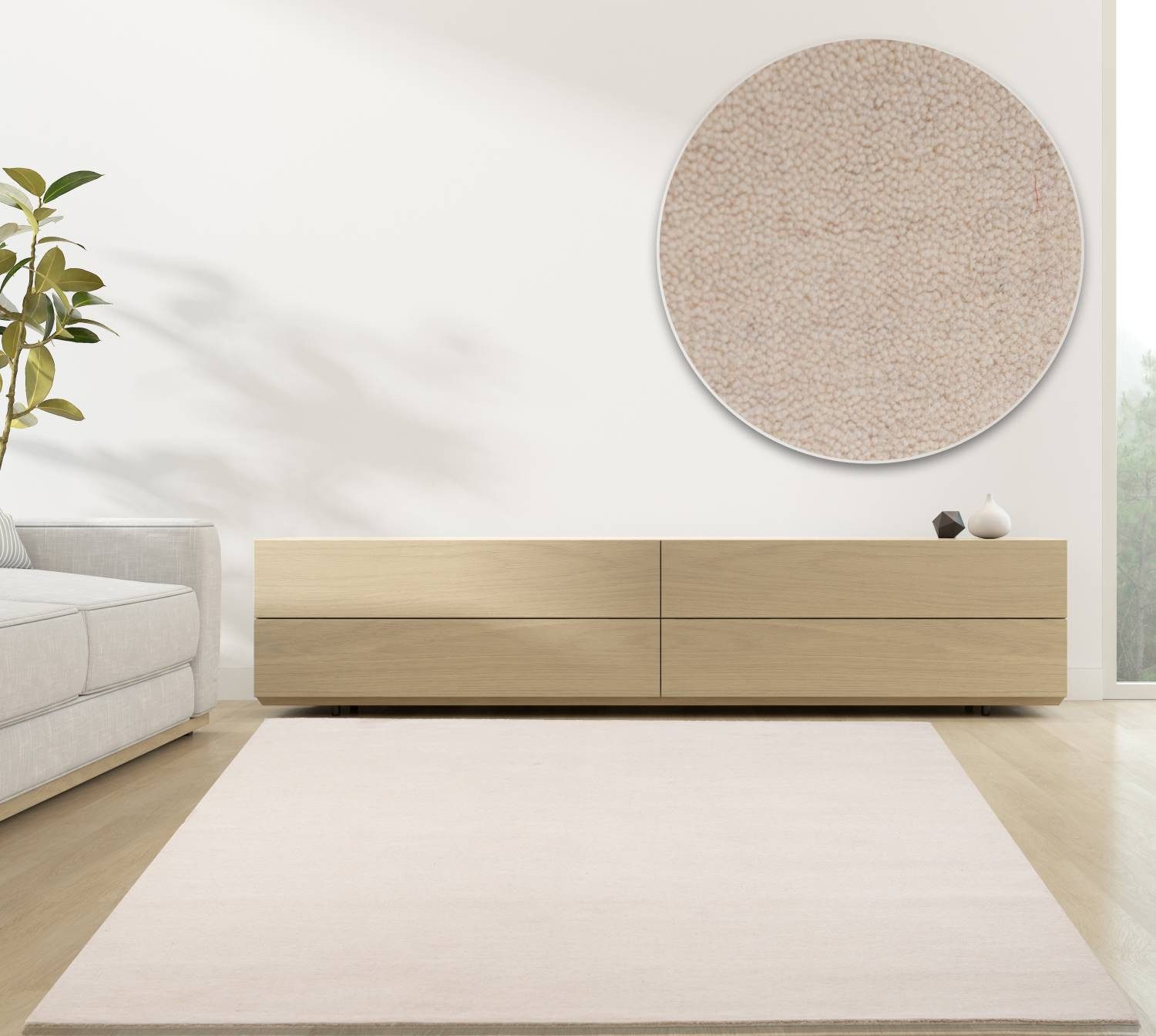 RUG N' ROLL Wollteppich Luxus Designerteppich, moderner uni Teppich aus reiner Schurwolle, Rechteckig