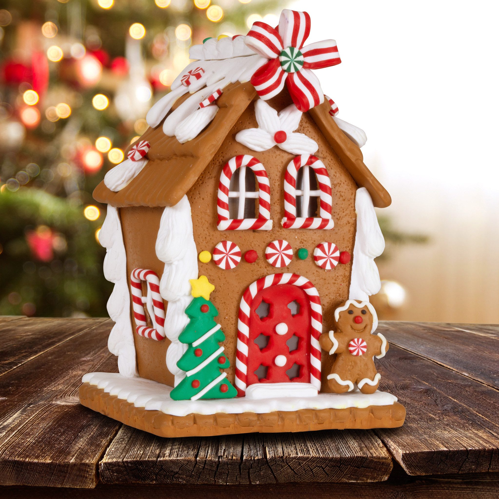Christmas Paradise Weihnachtshaus Lebkuchenhaus 14cm, Weihnachtsdeko, bunt-braun