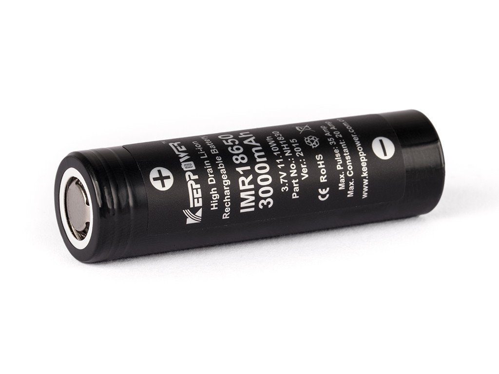 Keeppower Keeppower IMR18650 - 3000mAh, 3,6V - 3,7V Li-Ion-Akku (Pluspol flach) Akku 3000 mAh (3,7 V)