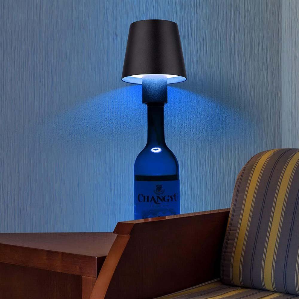 Flaschenleuchte Wiederaufladbar,Dimmbar, LED-Dekoration Schwarz LED Nachtlicht Tischleuchte LED USB-Aufladung Flaschenleuchte LED Acryl MUPOO Nachttischlampe RGB