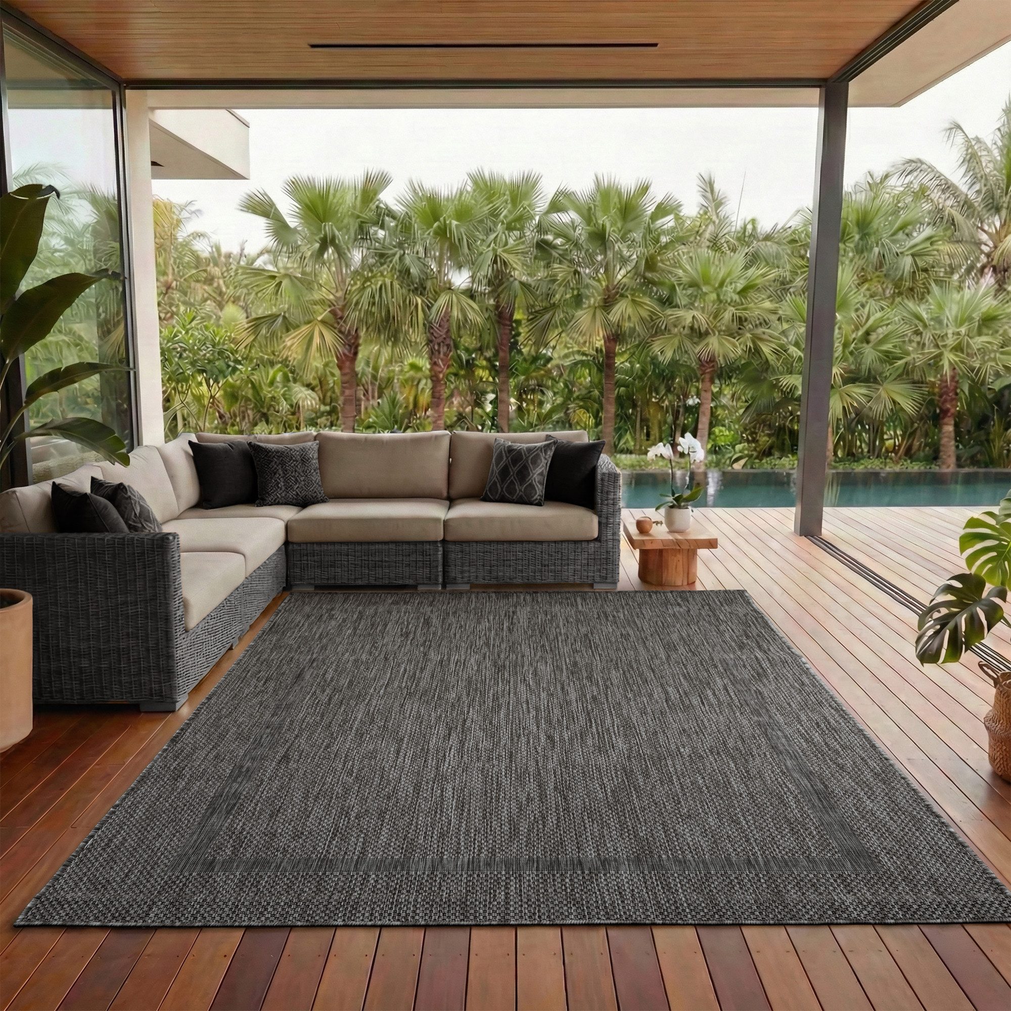 Carpettex Outdoorteppich Unicolor - Einfarbig, Läufer, Höhe: 5 mm, Teppich Wetterfest Balkon Küchenteppich Flachgewebe Sisaloptik