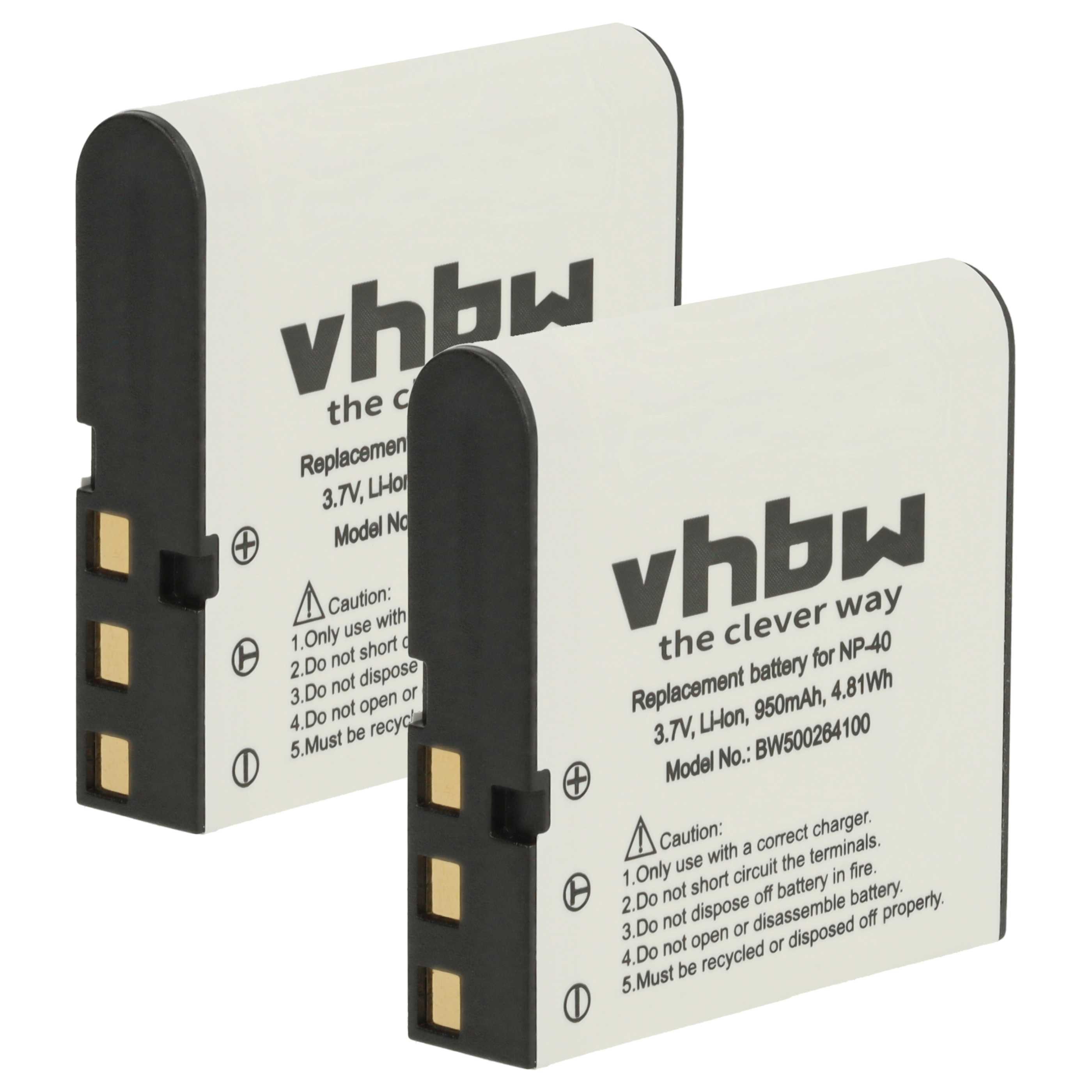 vhbw Akku passend für Kodak Pixpro AZ521, AZ525 Astro Zoom, AZ525, AZ522, Kamera-Akku Akku Li-Ion 950 mAh (3,6 V, 2 St), Leistungsfähige Austausch-Akkus für Digitalkamera, Spiegelreflexkamera