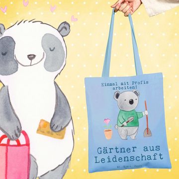Mr. & Mrs. Panda Tragetasche Gärtner Leidenschaft - Sky Blue - Geschenk, Einkaufstasche, Beutel, G (1-tlg), Design-Highlight