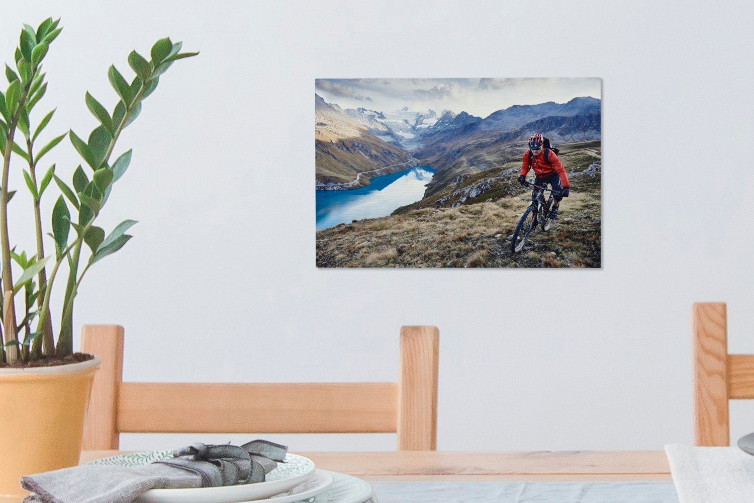 OneMillionCanvasses® Schweiz, (1 in Aufhängefertig, Wanddeko, Leinwandbilder, cm der 30x20 Leinwandbild Wandbild Mountainbiker St),