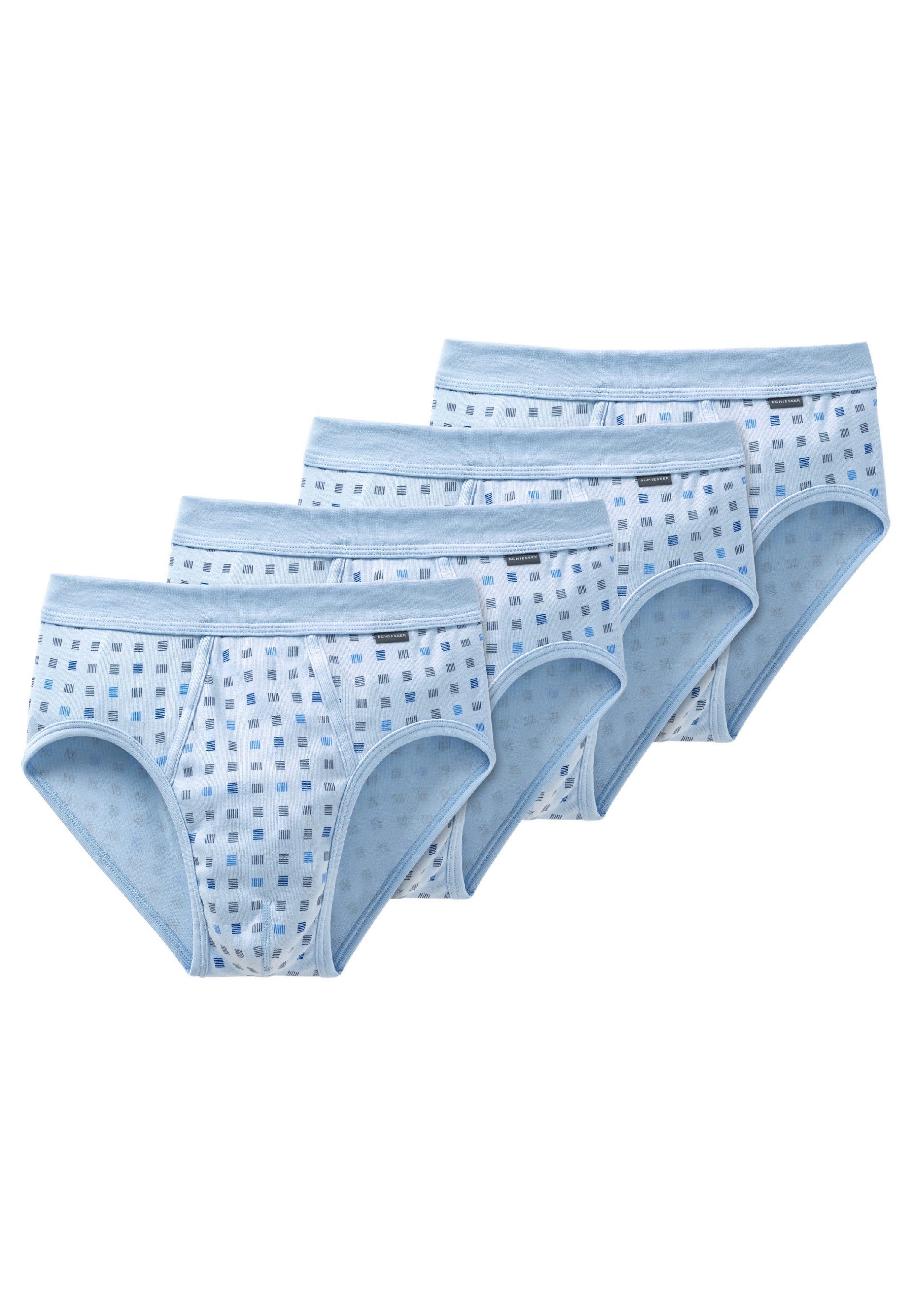 Baumwolle Mit - Slip Slip - Schiesser Essentials Strapazierfähig / Feinripp Cotton - Pack Unterhose 4-St) (Spar-Set, Eingriff Air 4er
