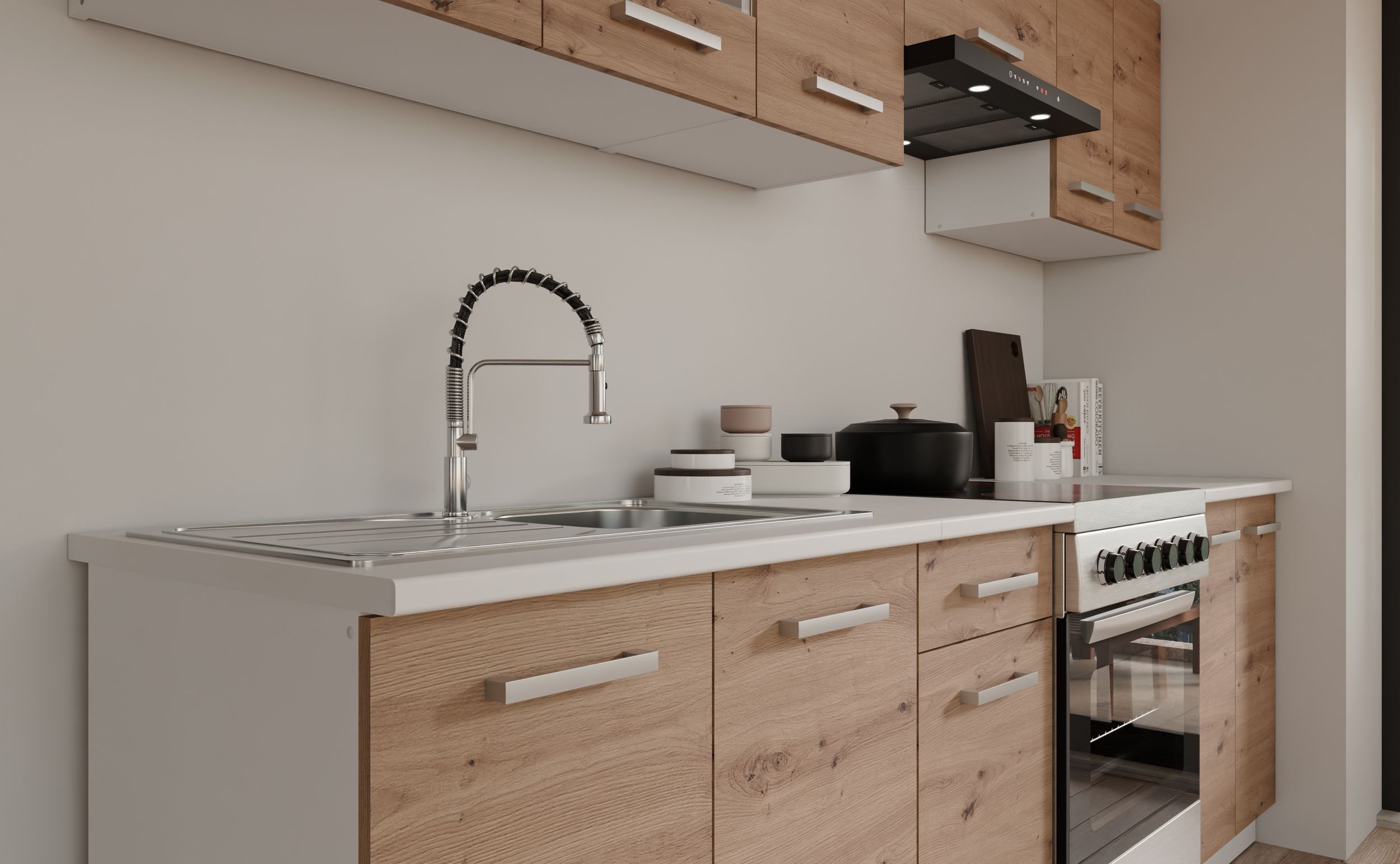 Küchen-Preisbombe Küchenzeile Küche Robby 240 cm Küchenzeile Küchenblock Singleküche Einbauküche