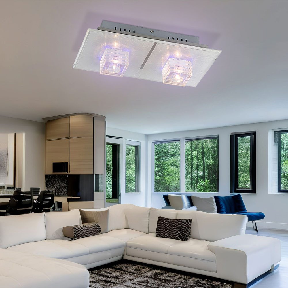 GLOBO LIGHTING LED Deckenleuchte, Leuchtmittel nicht inklusive, Kaltweiß, Warmweiß, Neutralweiß, Tageslichtweiß, Farbwechsel, Deckenlampe Wohnzimmerleuchte Deko-LEDs Farbwechsel Fernbedienung 2xG4