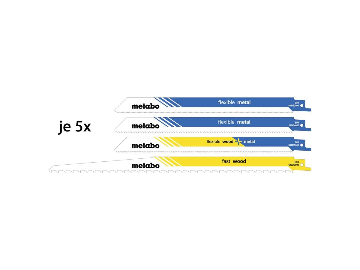 metabo Säbelsägeblatt wood & metal (Set, 20-St), Flexible for Metal + Wood