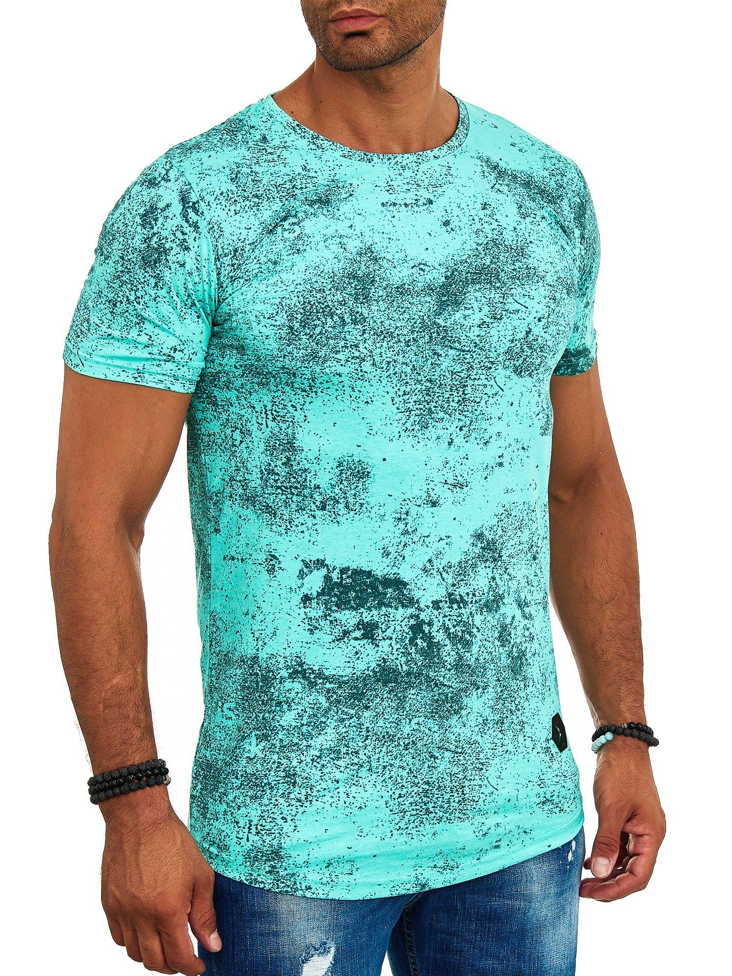 Kurzarmshirt Casual 1-tlg) Freizeit Mint Polo Tee, OneRedox T-Shirt (Shirt TS-1539 Fitness