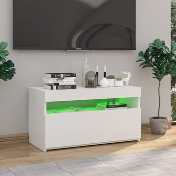 vidaXL TV-Schrank TV-Schrank mit LED-Leuchten Hochglanz-Weiß 75x35x40 cm Lowboard