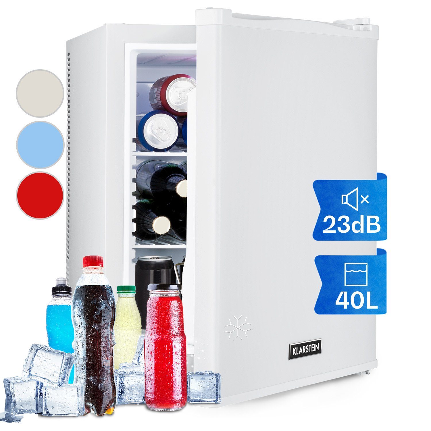 HEA-HappyHour-42Wht Hausbar Getränkekühlschrank 53.5 Kühlschrank Klarstein klein cm 40 Table ohne Gefrierfach hoch, Top 10035245A, cm Minikühlschrank breit,