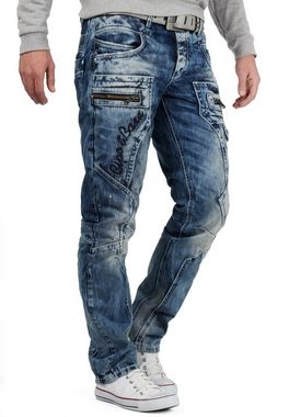 Cipo & Baxx Regular-fit-Jeans »BA-C1178 Freizeithose mit diversen Verzierungen« mit weiteren Reißverschlüssen