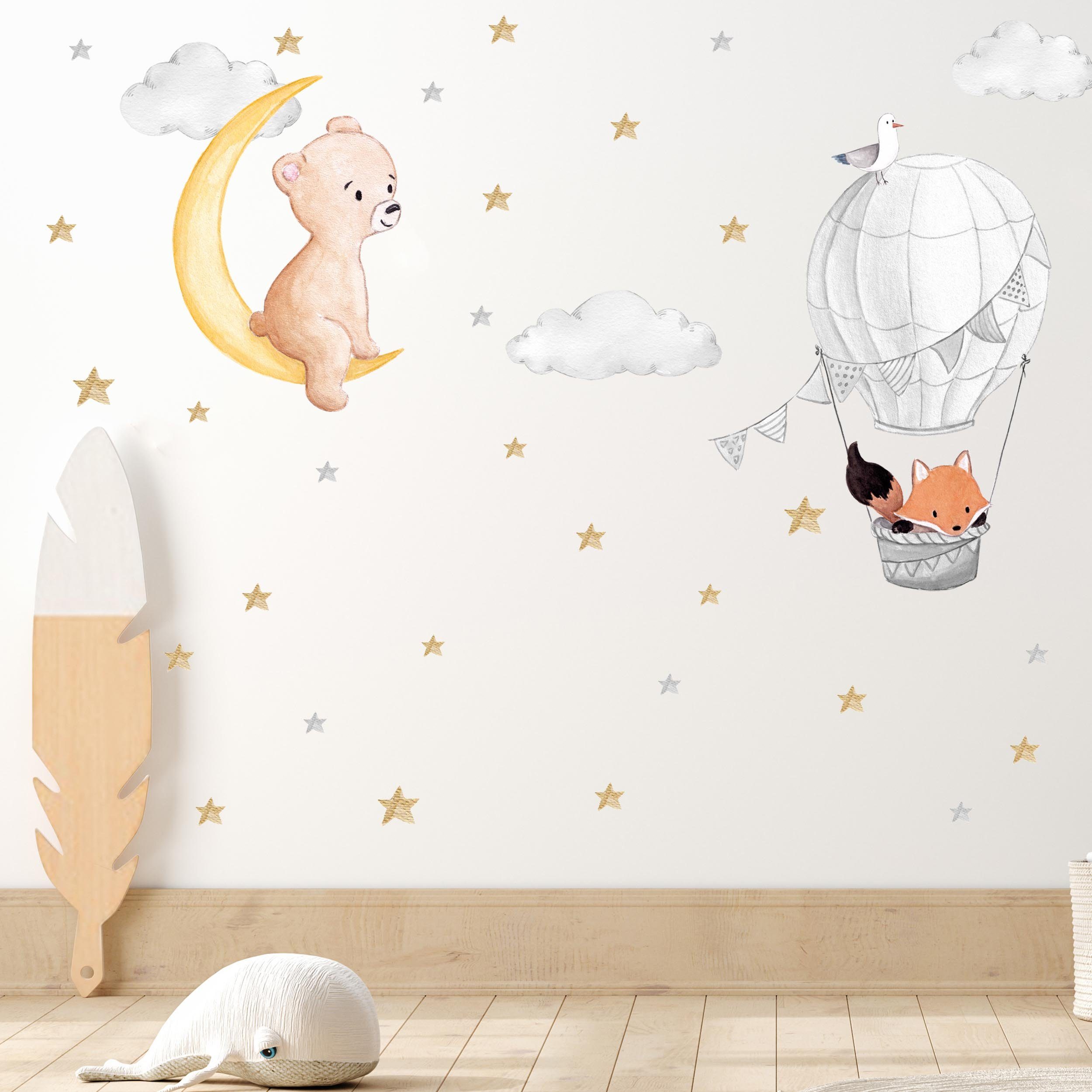 WANDKIND Wandtattoo Bär und Fuchs im Himmel V332