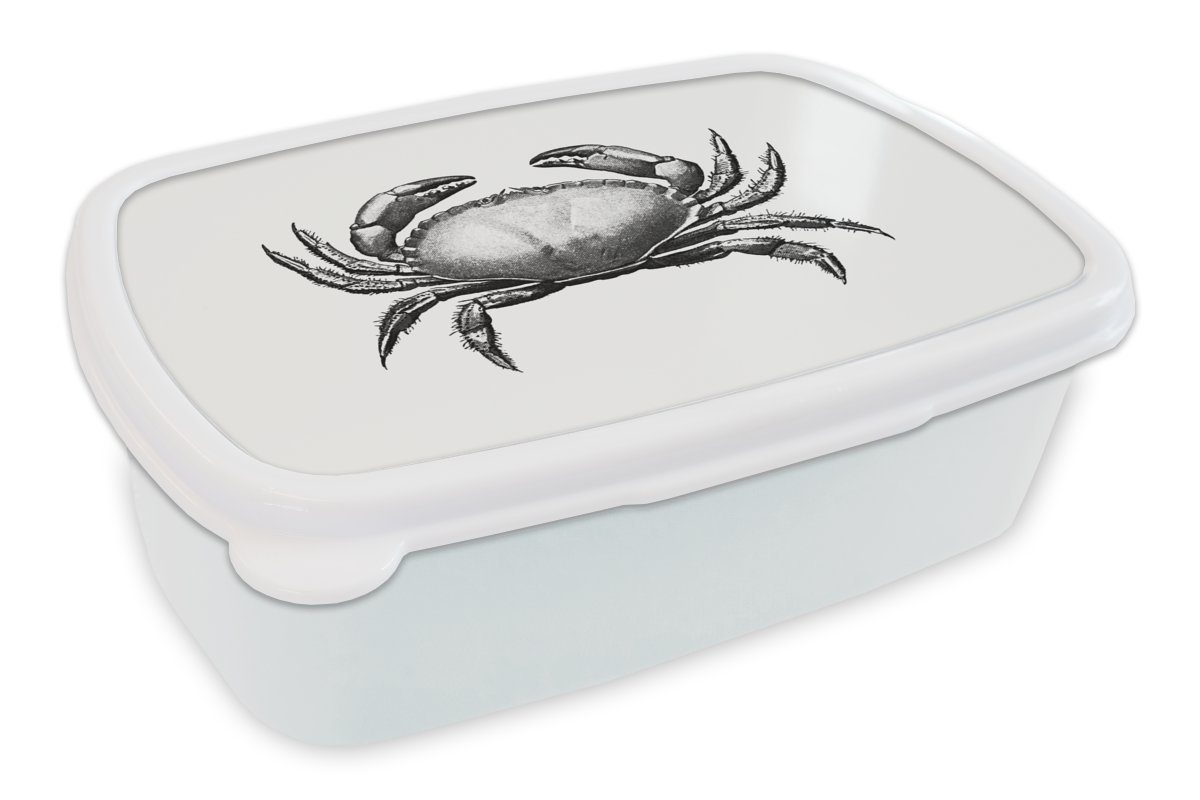 MuchoWow Lunchbox Jahrgang - Krabbe - Tiere, Kunststoff, (2-tlg), Brotbox für Kinder und Erwachsene, Brotdose, für Jungs und Mädchen weiß | Lunchboxen