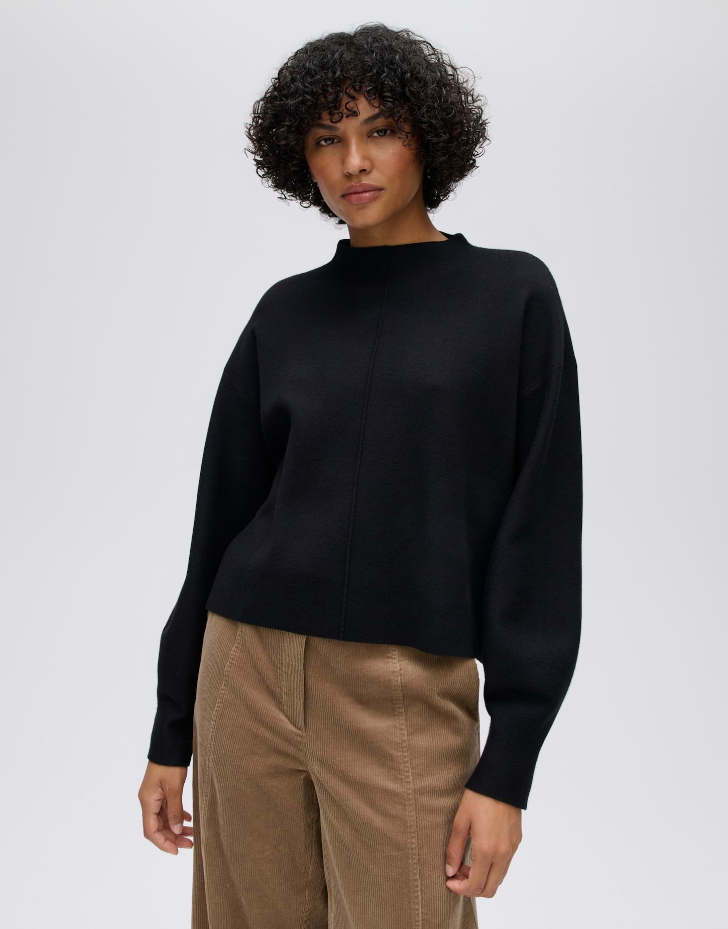 OPUS Strickpullover Punus aus weichem Strick Verkürzte Silhouette mit Ballonärmeln und Seitenschlitzen