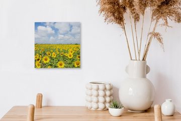 OneMillionCanvasses® Leinwandbild Sonnenblumen - Blumen - Wolken - Natur - Gelb - Landschaft, (1 St), Leinwand Bilder für Wohnzimmer Schlafzimmer