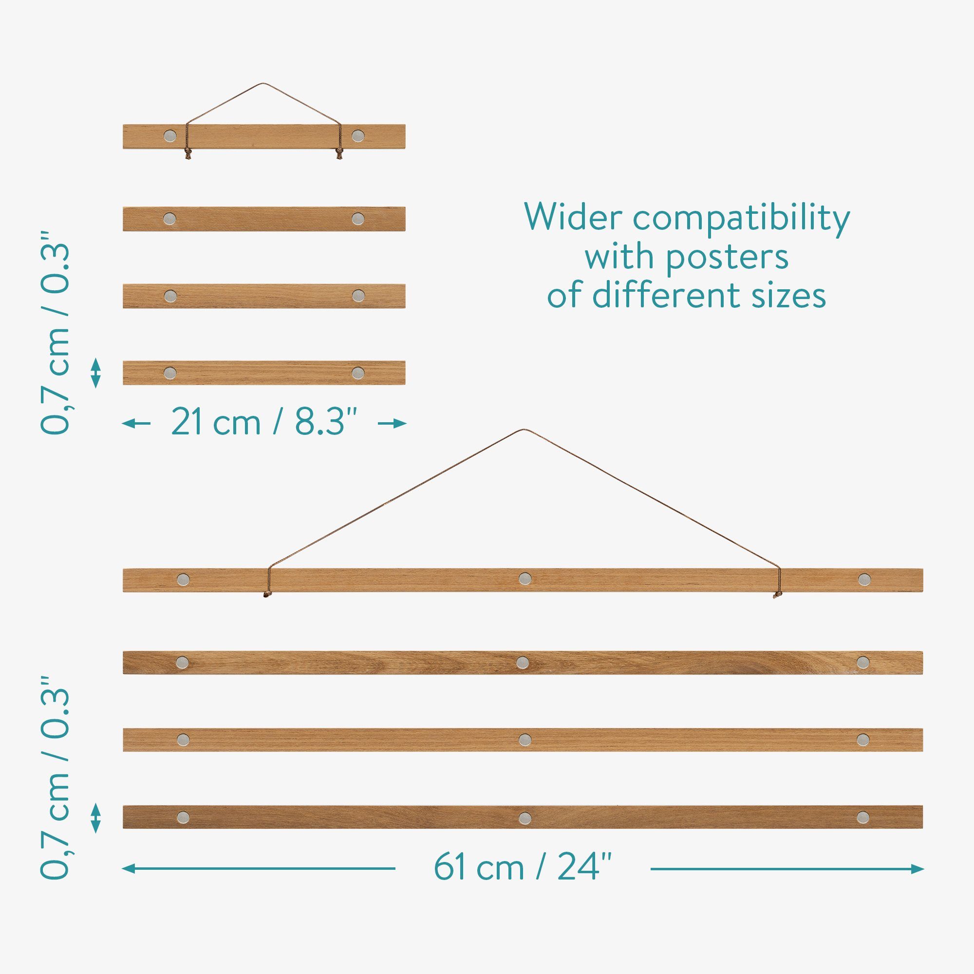St) (2 und 21 2er-Set – Posterleiste - cm Magnetische Rahmen, 61 Teakholz Navaris Bilderrahmen cm