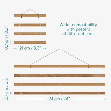 Navaris Bilderrahmen Magnetische Posterleiste 2er-Set – 21 cm und 61 cm - Teakholz Rahmen, (2 St)