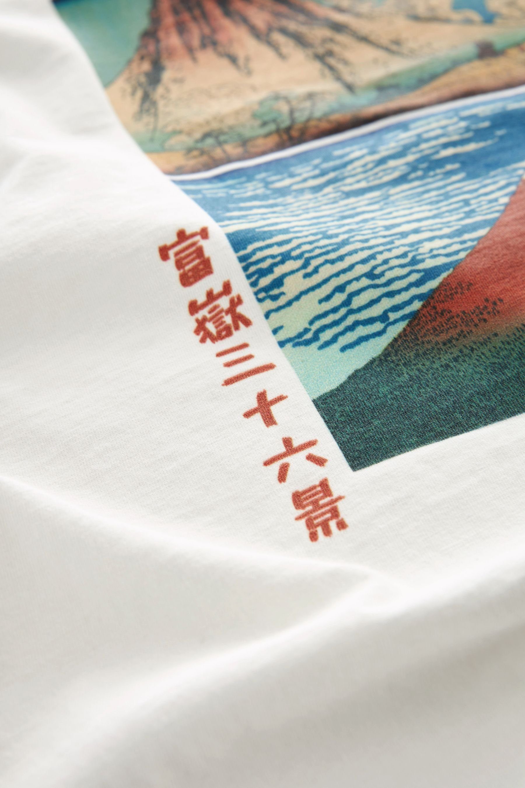 Next T-Shirt White Ecru Haring-Print Keith T-Shirt Hokusai (1-tlg) mit