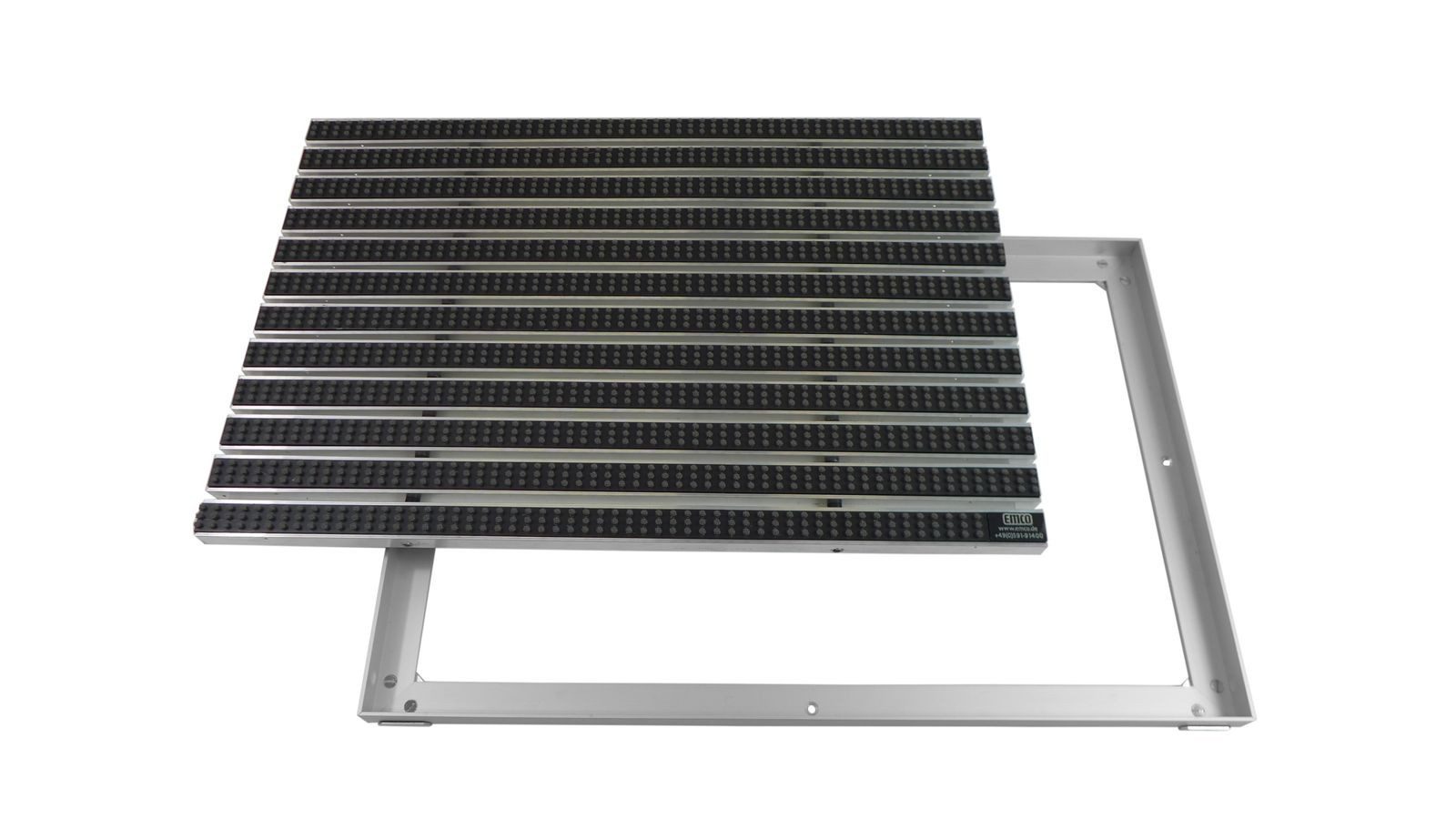 Emco Fußmatte Eingangsmatte DIPLOMAT + Rahmen Aluminium, Bürsten Grau, rechteckig, Höhe: 25 mm, Größe: 600x400 mm, für Innen- und Außenbereich