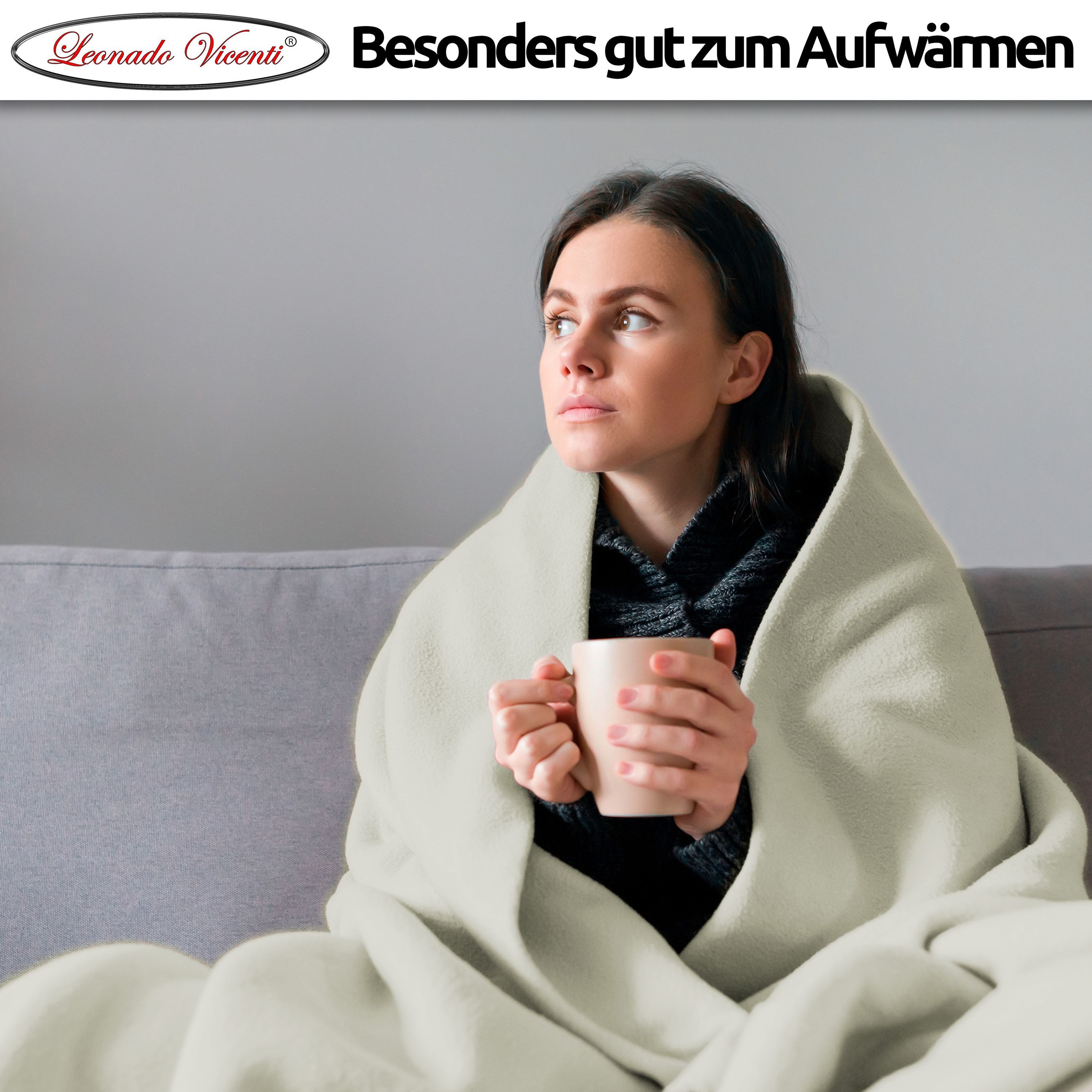 Wohndecke kuschelig warm 150x200, 220x240 oder 270x230, Leonado Vicenti, Kuscheldecke flauschig weich, Einfarbig – Bild 5 von 5