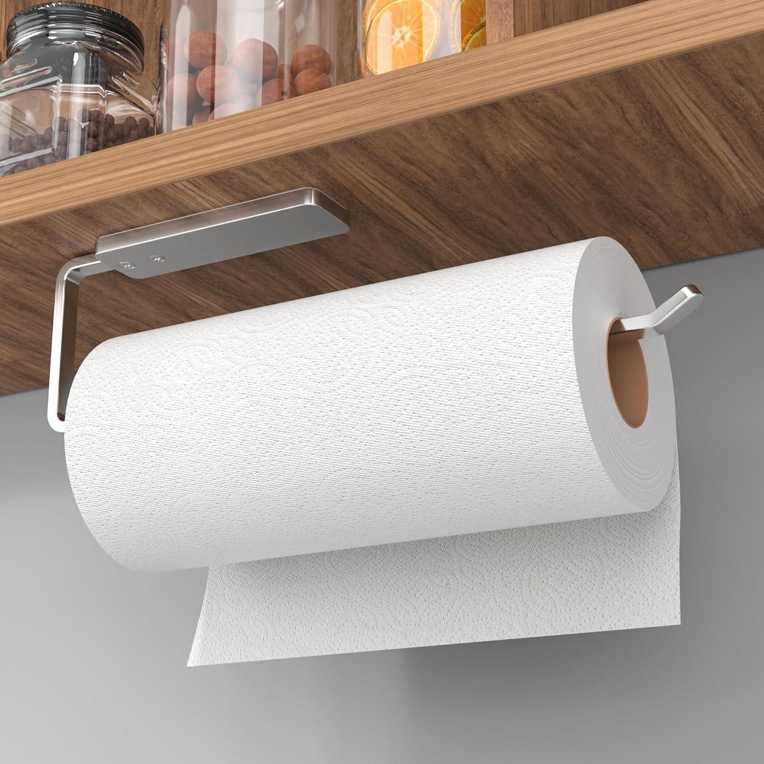 LuxusKollektion Küchenrollenhalter Küchenrollenhalter ohne Bohren selbstklebend Aluminium 31cm Silber
