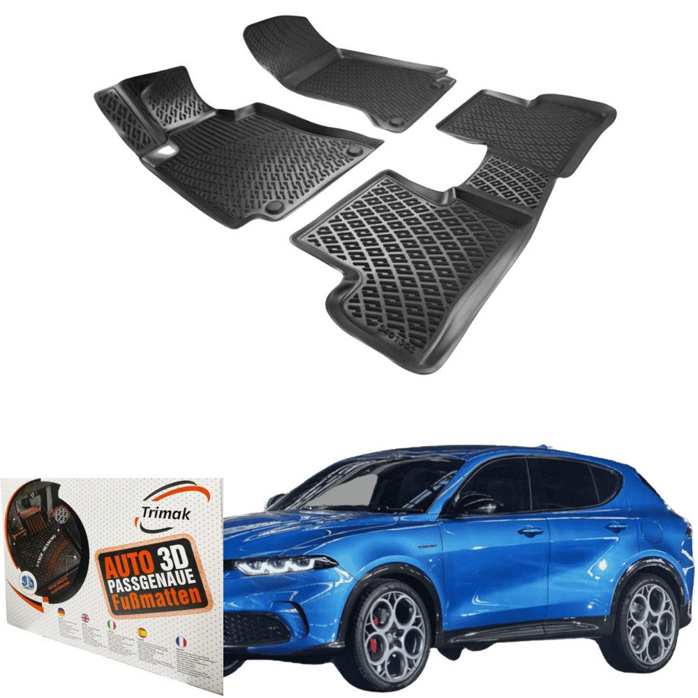 Trimak Passform-Fußmatten Oder Kofferraumwanne Oder Set kompatibel mit Alfa Romeo Tonale, Alfa Romeo Tonale ab 2022 Gummimatten Auto TPE Allwetter Fussmatten