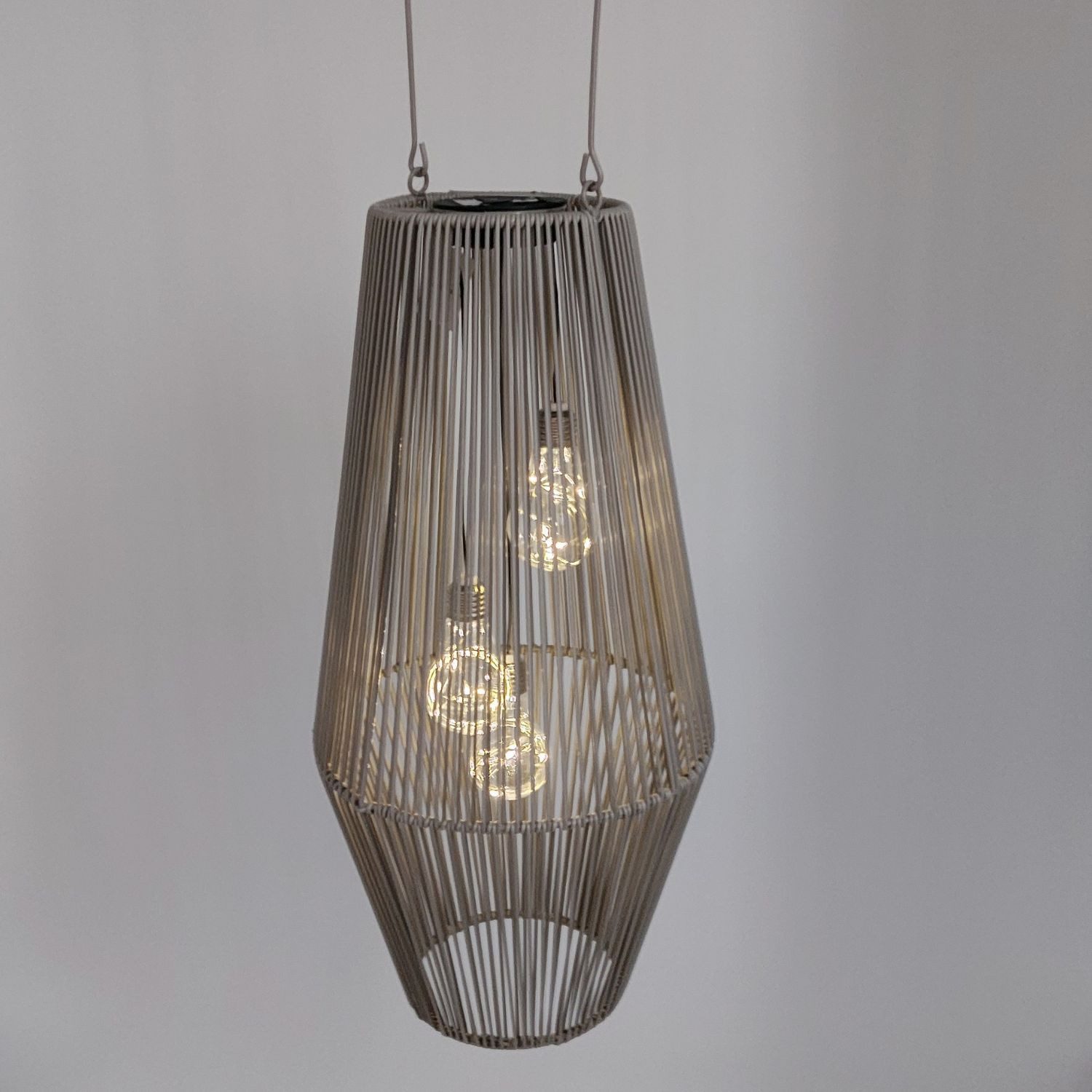 formano LED Tischleuchte Rattan-Optik, LED, Solarbetrieben, Grau, Bänder, H: 54cm