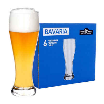 van Well Bierglas 6er Set Bavaria Weizenbiergläser 0,5 Liter geeicht