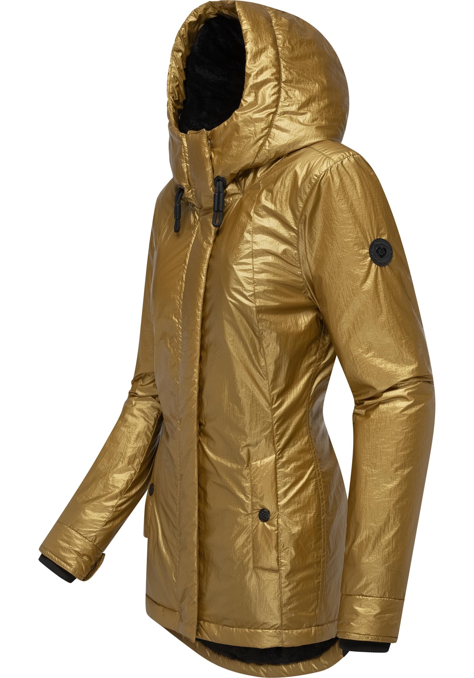 Ragwear Winterjacke Monadde Bling Glänzende warme Jacke mit Kapuze