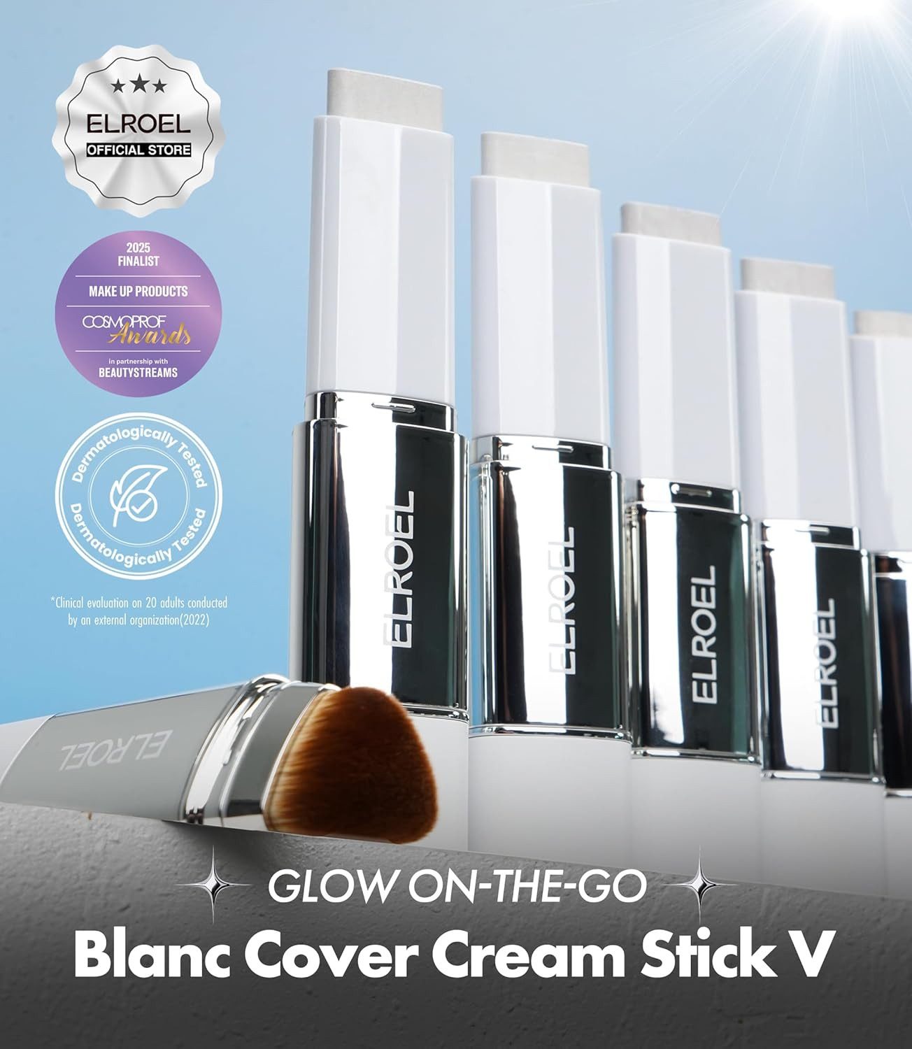 Elroel Foundation Blanc Cover Cream Stick #201 Light 13g – Foundation mit LSF50+, praktisch für unterwegs, Made in Korea, mit Niacinamide, Kollagen & Volufiline – Bild 3 von 5