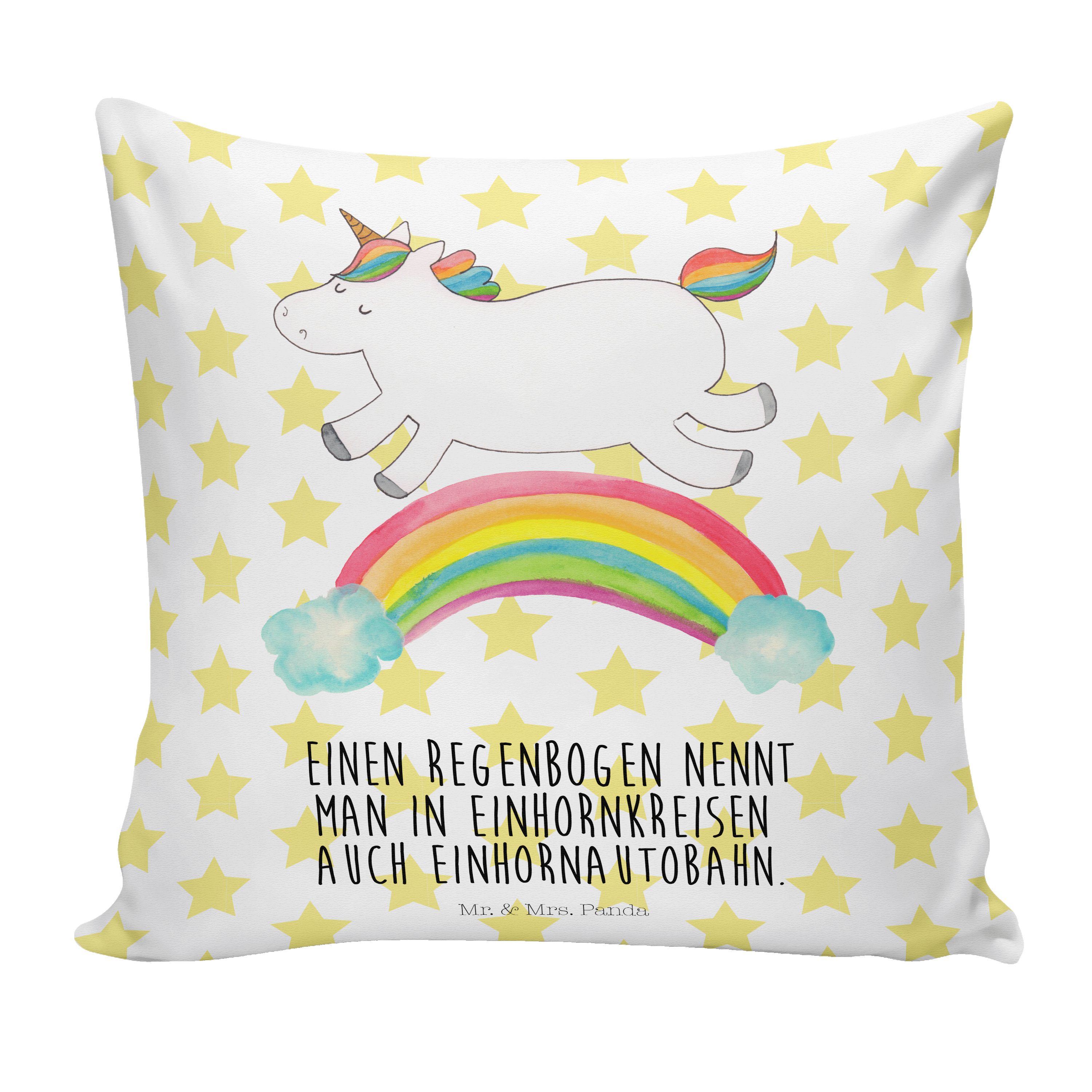 Regenbogen Einhörner Mr. Dekokissen Weiß Unicorn, Einhorn - & Geschenk, Mrs. Panda Kissenhülle, -