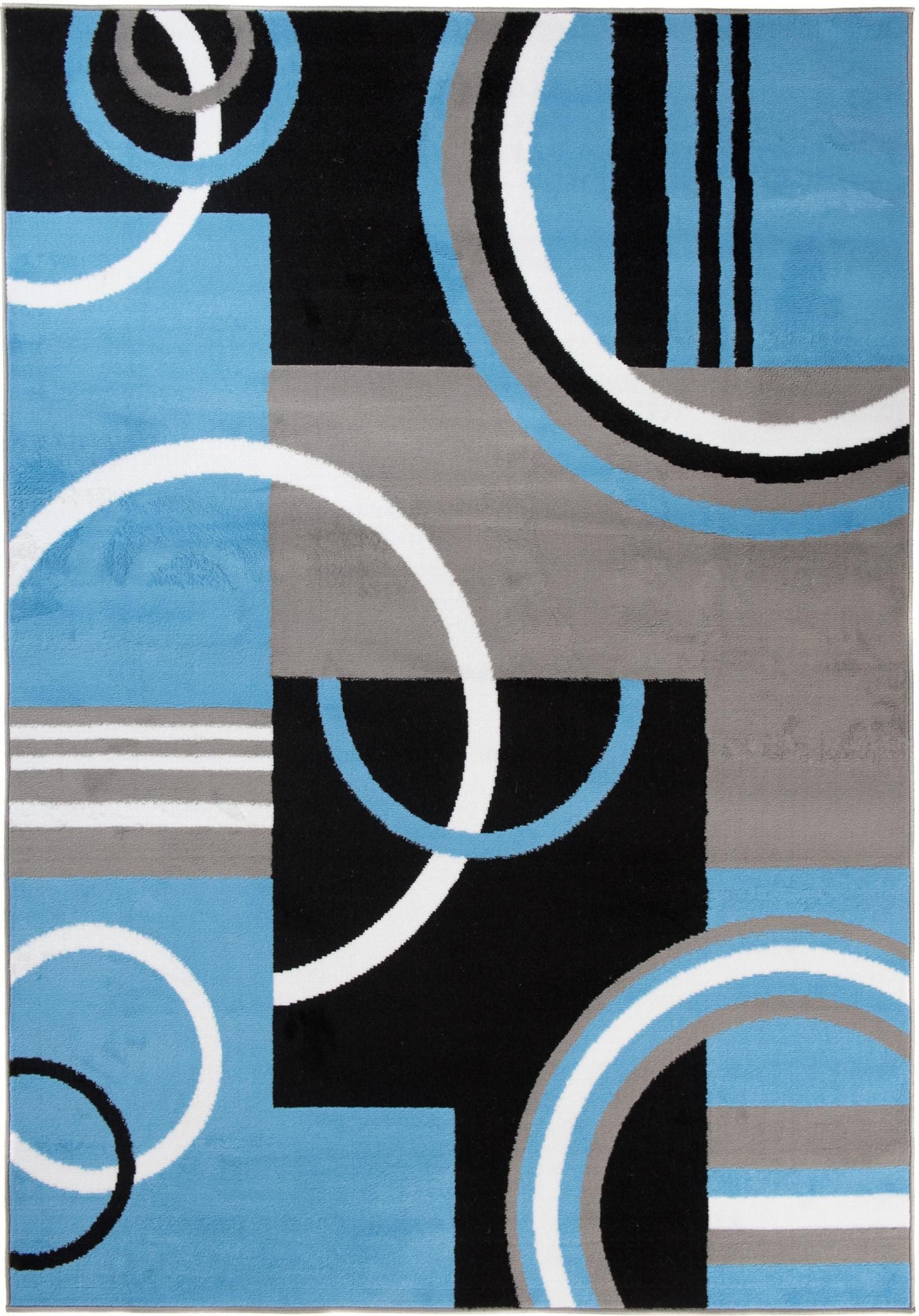 Mazovia Designteppich Modern Geometrisch Blau Wohnzimmer, Schlafzimmer, Büro, Esszimmer, Fußbodenheizung