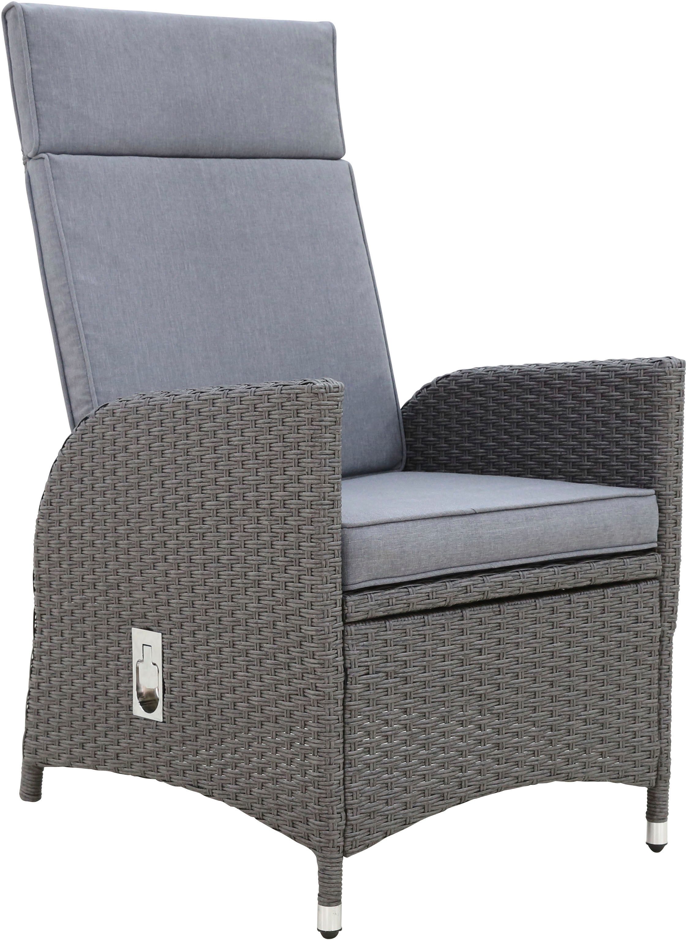 KONIFERA Garten-Essgruppe »Newcastle«, (Set, 17-tlg., 8 Sessel, Rückenlehne verstellbar, Tisch 100x230x75 cm, inkl. Auflagen), Aluminium/Polyrattan