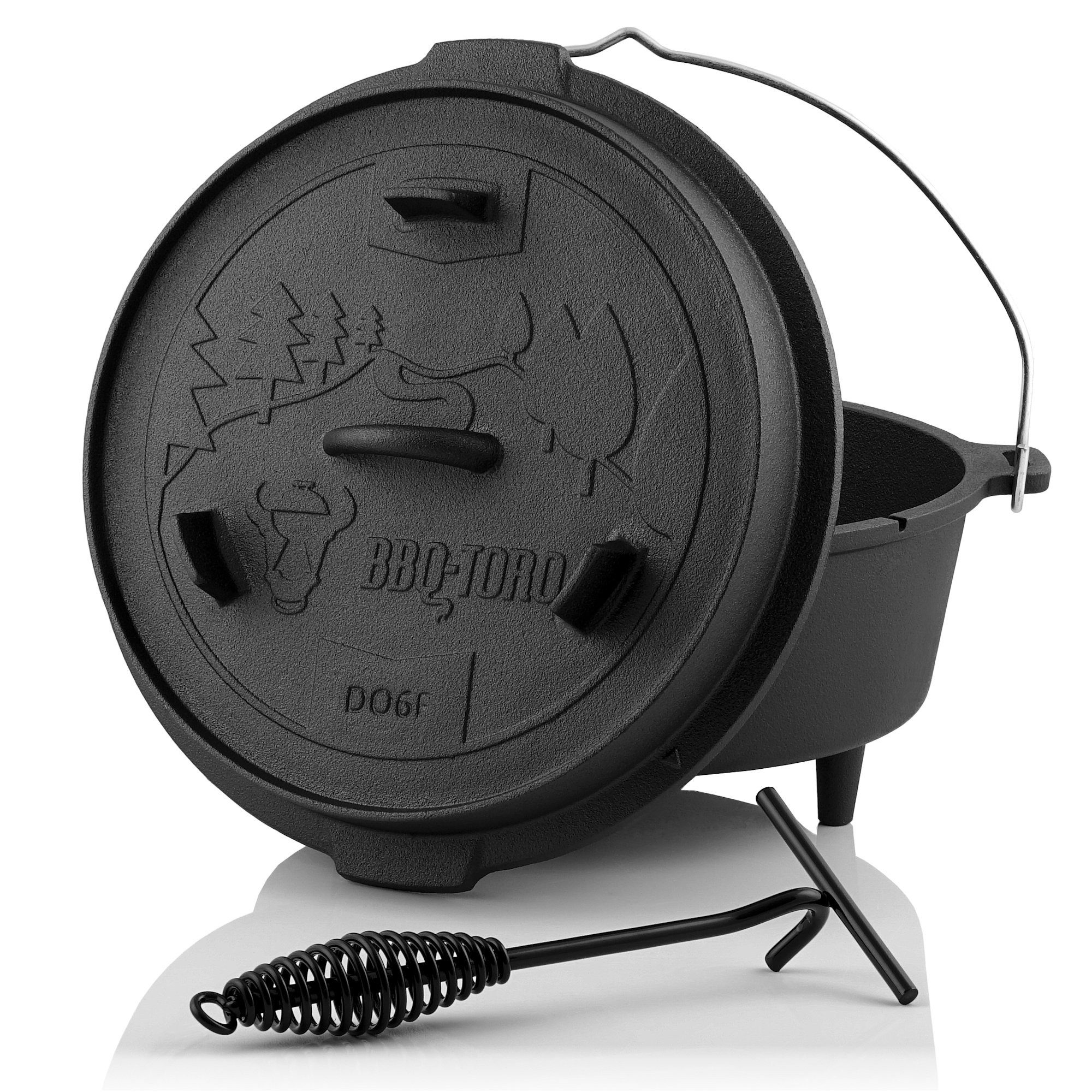 BBQ-Toro Grilltopf BBQ-Toro Dutch Oven DO6F, 7,3 L Forest Gusseisen Kochtopf, Gusstopf, Gusseisen, preseasoned