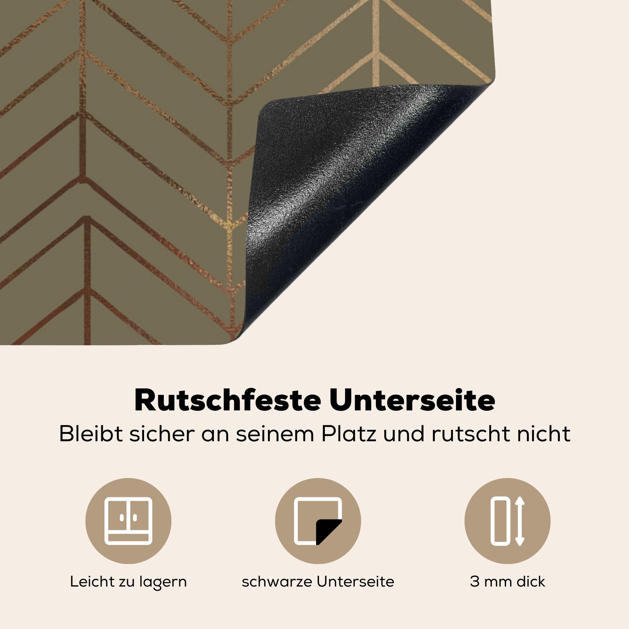 Herdblende-/Abdeckplatte Vinyl, Schutz die Ceranfeldabdeckung MuchoWow Linie Gold - tlg), Muster - Grün, Induktionskochfeld für küche, cm, 81x52 - (1