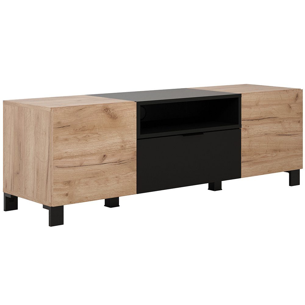 trendteam Lowboard Kendo, Fernsehschrank Unterschrank Medienschrank Tabak/Schwarz 144x47x40cm