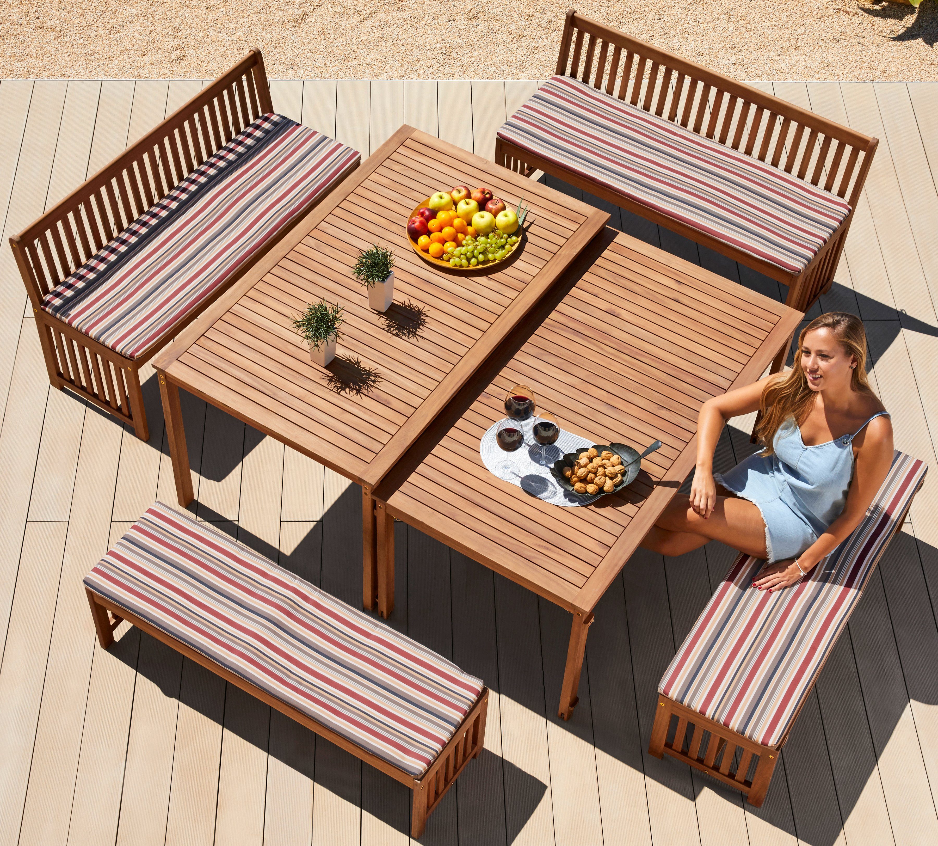 MERXX Garten-Essgruppe Hawaii, (4x Bänke, 2x günstig online kaufen