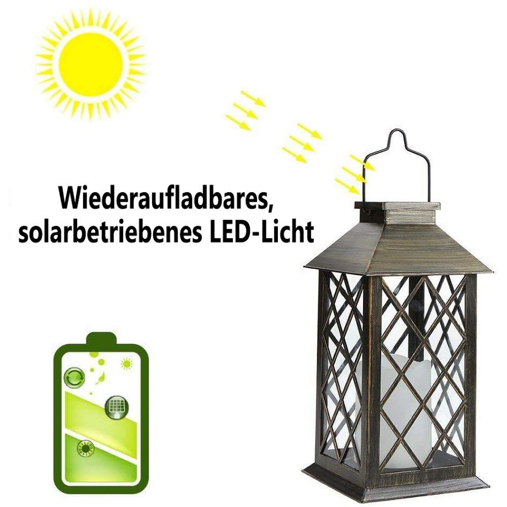 GelldG LED Solarleuchte »LED Vintage Solar Laterne Solar-LED-Lampe Warm  weiß Ultra Helle«