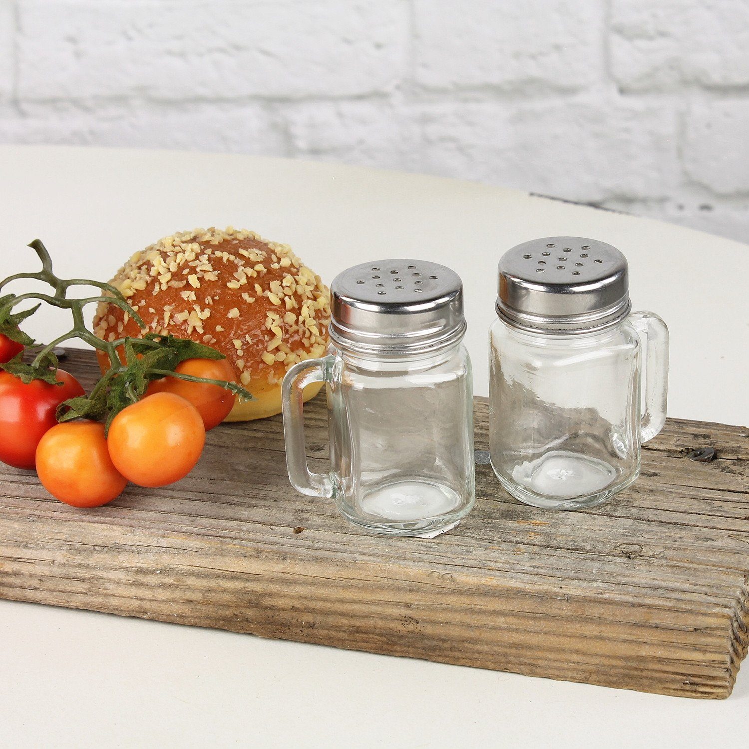 Macosa Home Salzstreuer Gewürzstreuer Glas Edelstahl, (2-tlg), Salz & Pfefferstreuer, 2er Set, kleine eckig Gewürz-Streuer Küche