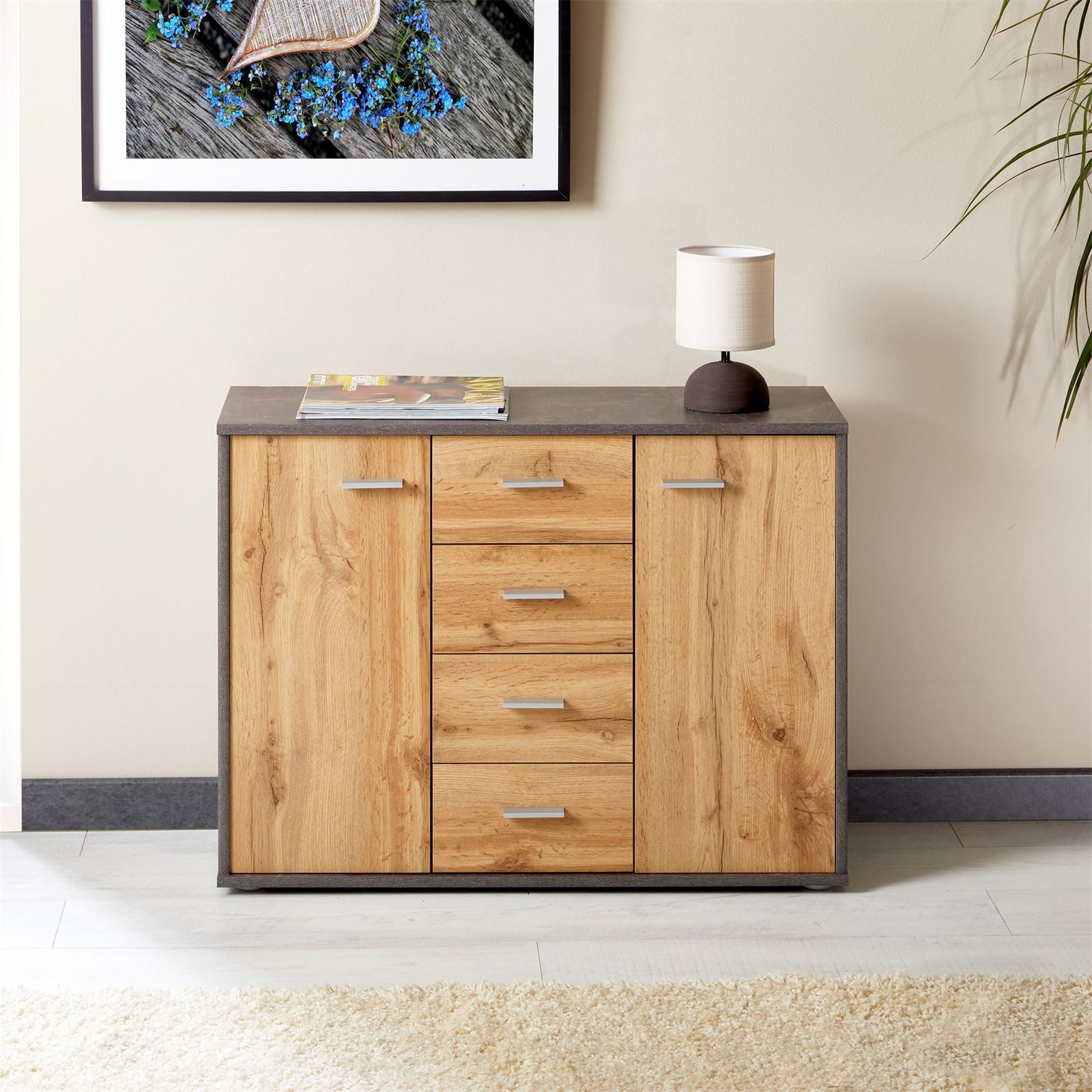 CARO-Möbel Highboard JAMIE, Sideboard Kommode Mehrzweckschrank für Wohnzimm günstig online kaufen