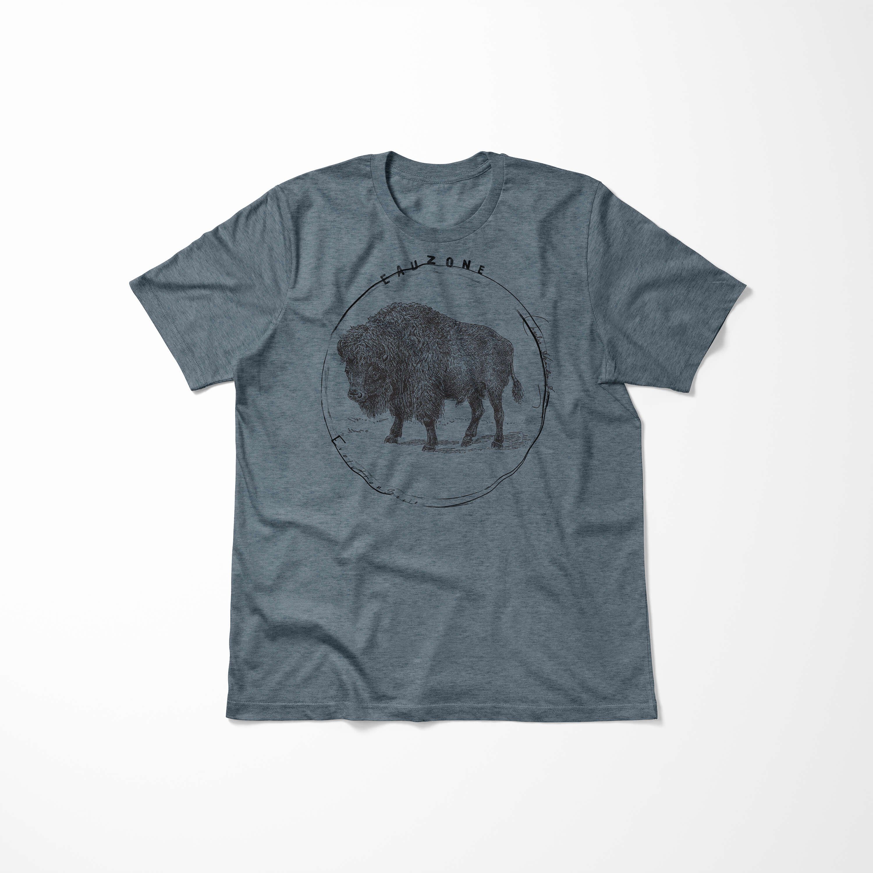 Sinus Art Herren Indigo Evolution Bison T-Shirt T-Shirt