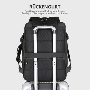 MULISOFT Laptoprucksack Rucksack Handgepäck Groß Erweiterbarer für Laptop 15,6 17 Zoll, Reiserucksack Laptop-Rucksack Herren mit USB-Ladebuchse