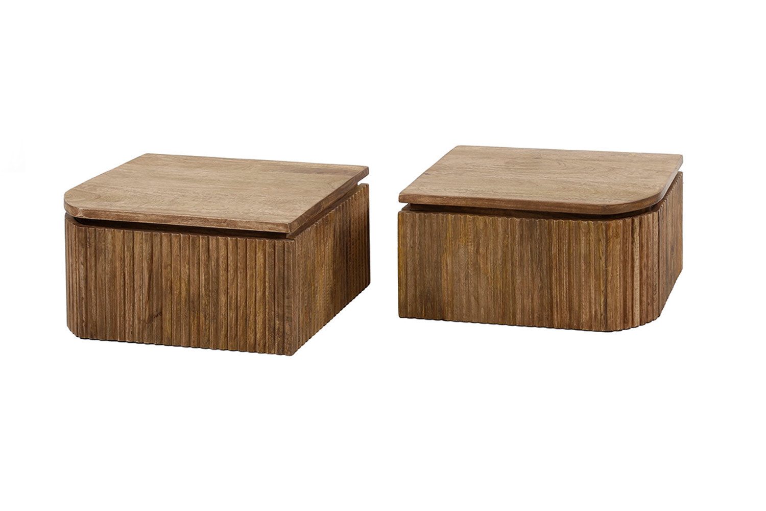 KAWOLA Nachttisch HEVE (Set, 2-St), hängend Mangoholz massiv natur 1 Schublade