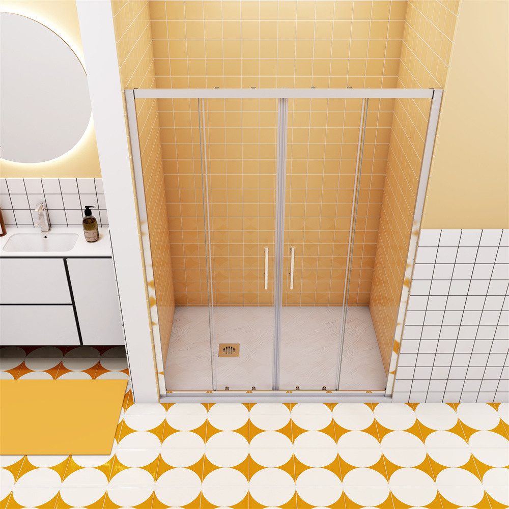 AICA Dusch-Einflügeltür 5mm ESG Sicherheitsglas Schiebetür Duschtür Duschkabine, 140x190 cm, (Set) Glas