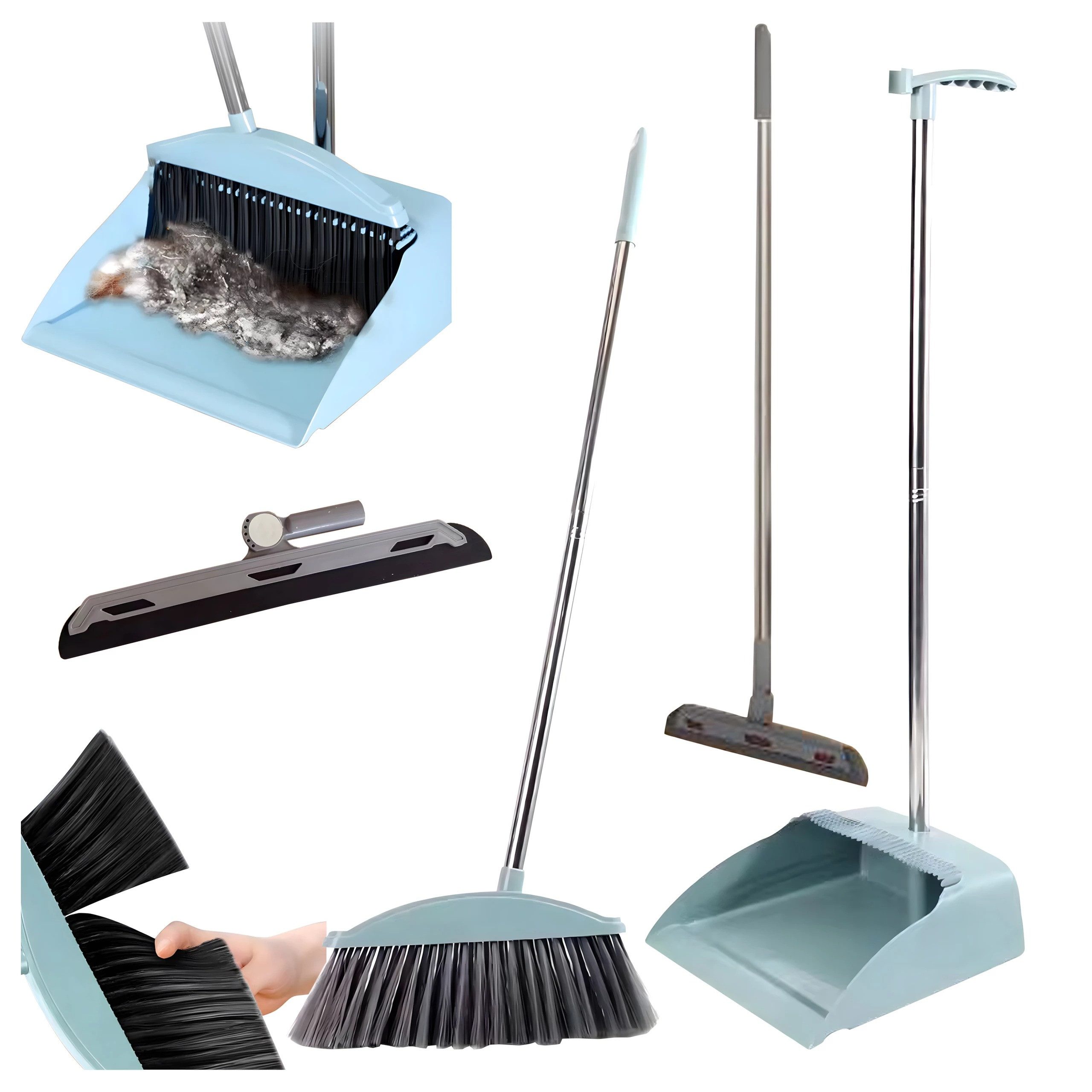 LA CUTE Kehrgarnitur Reinigungsset 3-teilig – Kehrschaufel, Bürste & Fensterputzer, (Haushalts-Reinigungsset mit Bürste, Kehrschaufel & Fensterwischer, 3-tlg., 3-teiliges Reinigungsset für Haushalt & Fensterreinigung), Ergonomisches Design, kompakt, langlebig, leicht zu verstauen